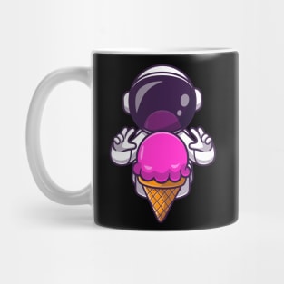 Astronaut Fortune Telling with Planet Ice Cream Cartoon Mug